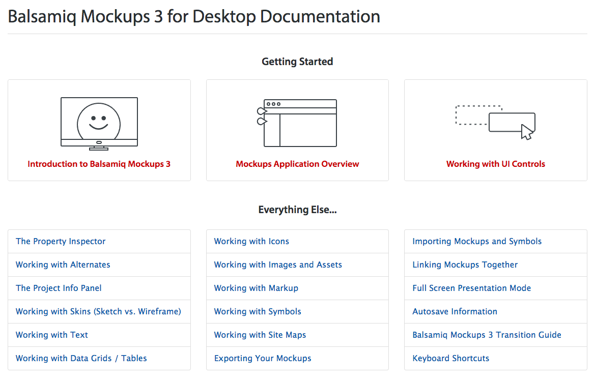 New Balsamiq Table of Contents