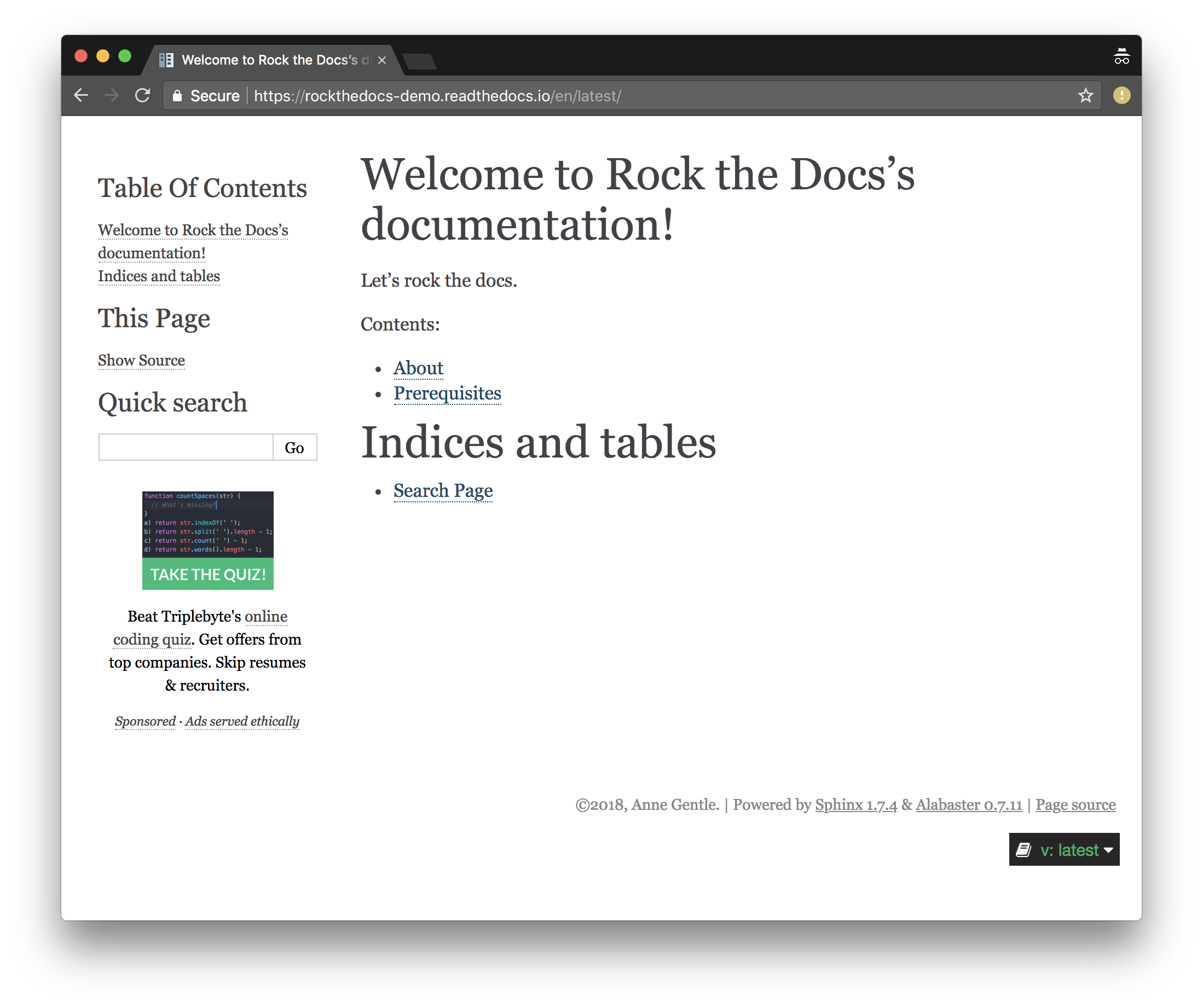 Rock the docs example site