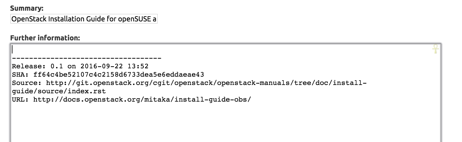 Figure: Pre-filled docs bug template