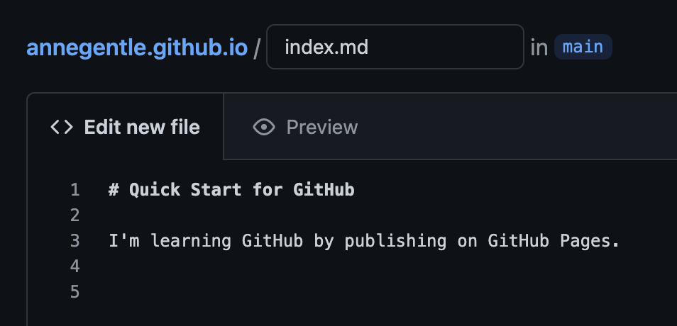 GitHub Edit new file